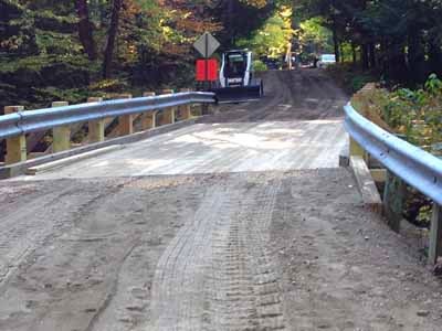 Creamery Bridge construction - new deck with guardrails