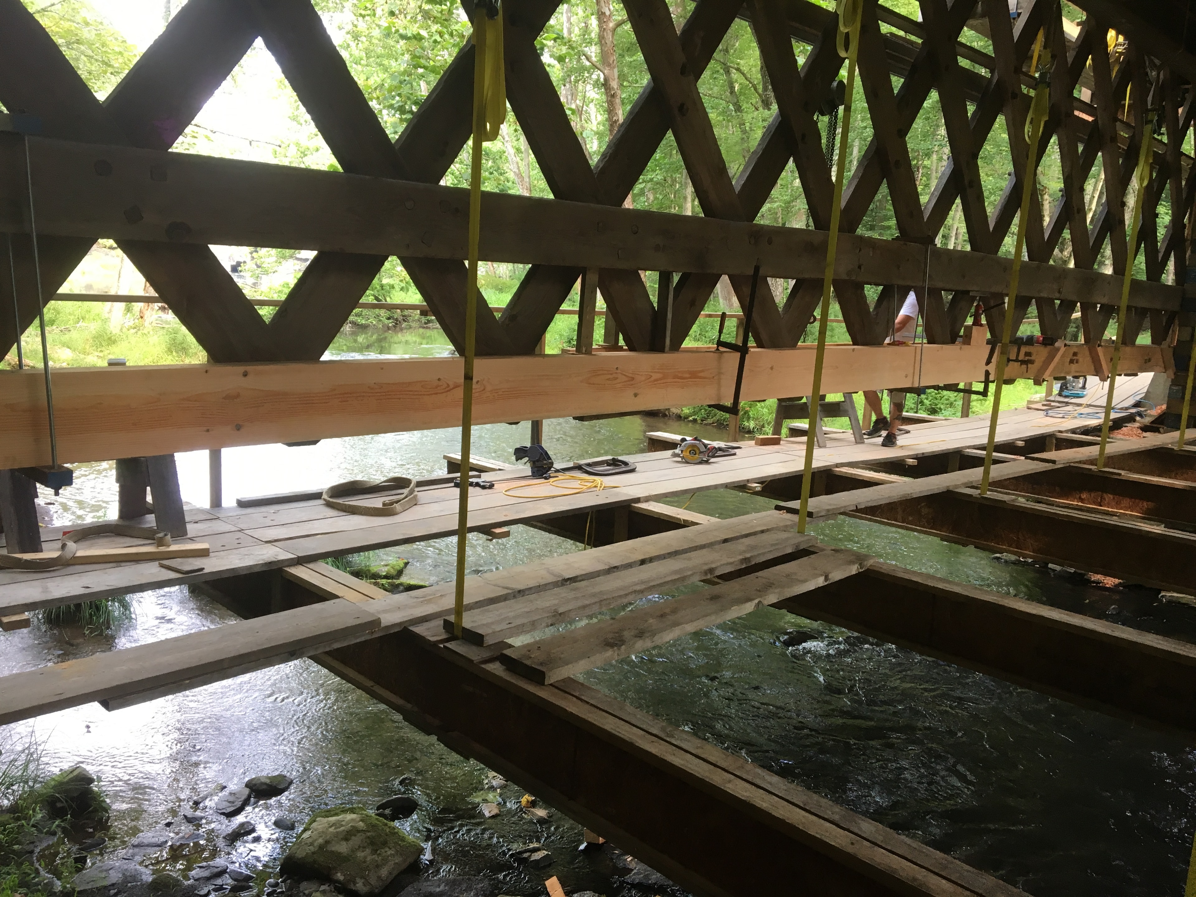 Ashokan bridge floor beam replacement over stream