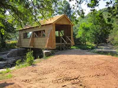 Tuscarora covered bridge newly completed exterior with fresh lumber